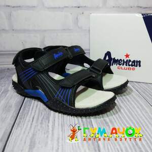 Босоніжки American Club Black/Blue (шкіряна устілка)